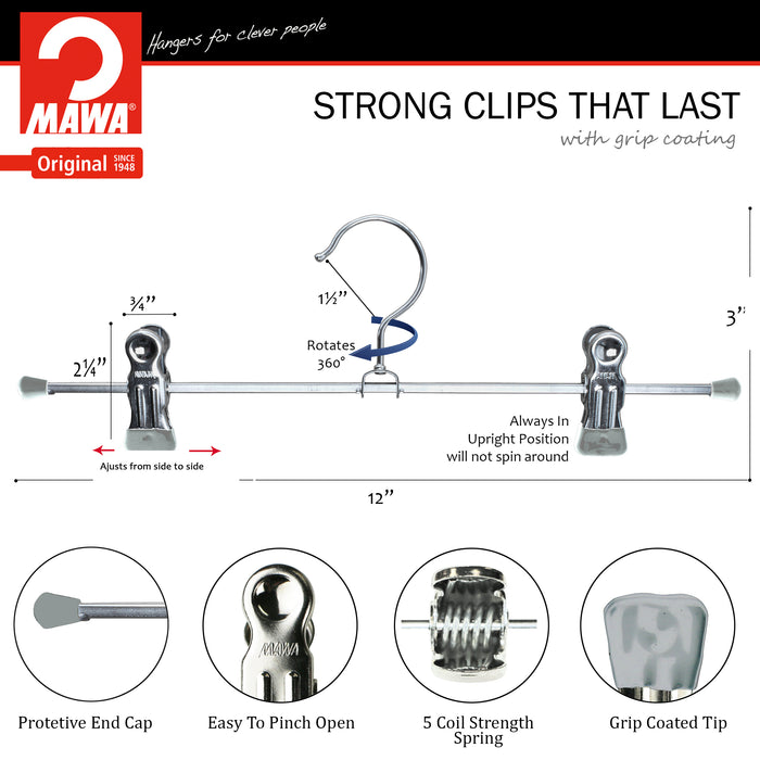 12" Pant Hanger, K-30D, Silver
