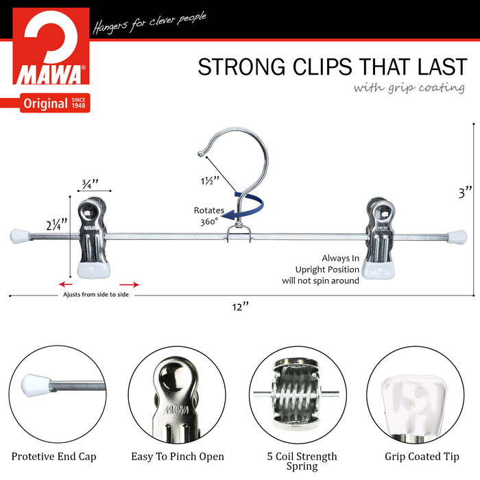 12" Pant Hanger, K-30D, White
