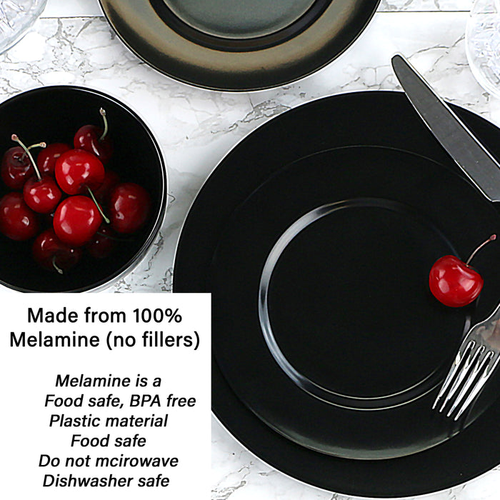 12pc Melamine Dinner Set, Black