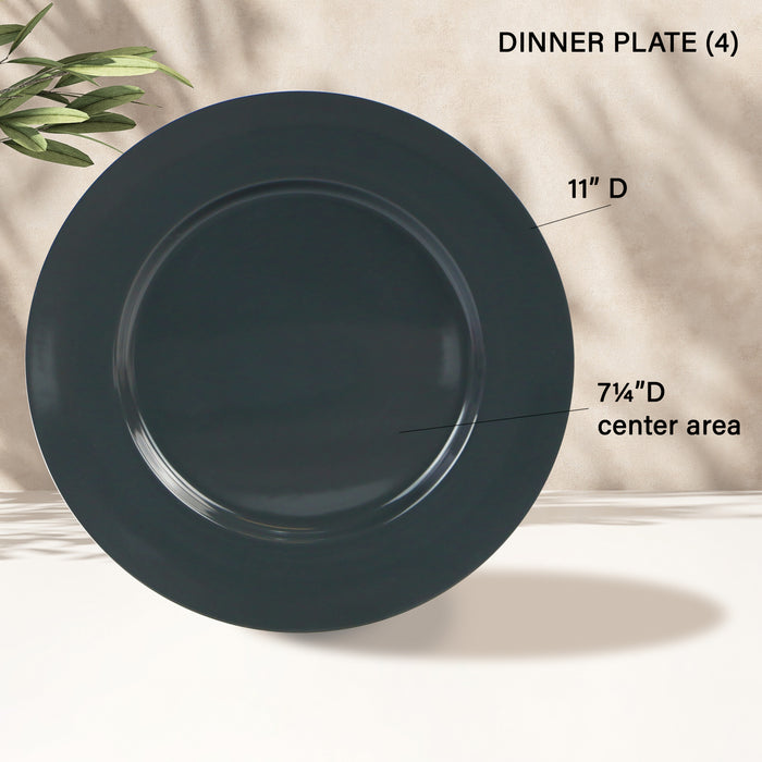12pc Melamine Dinner Set, Charcoal