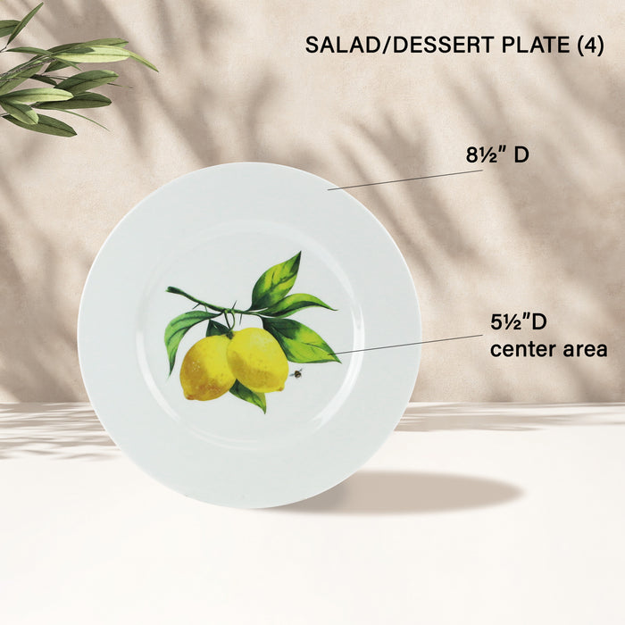 12pc Melamine Dinner Set, Fresh Lemons