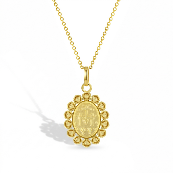 14k Gold Clear Cubic Zirconia Virgin Mary Baby / Toddler / Kids Pendant