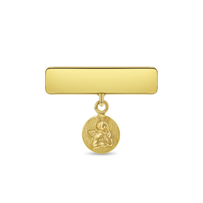 14k Gold Engravable Angel Charm Baby / Toddler / Kids Safety Pin Brooch