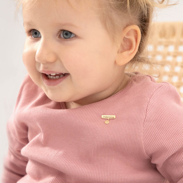 14k Gold Engravable Angel Charm Baby / Toddler / Kids Safety Pin Brooch