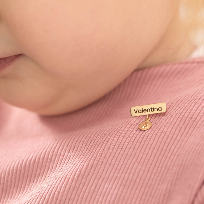 14k Gold Engravable Angel Charm Baby / Toddler / Kids Safety Pin Brooch