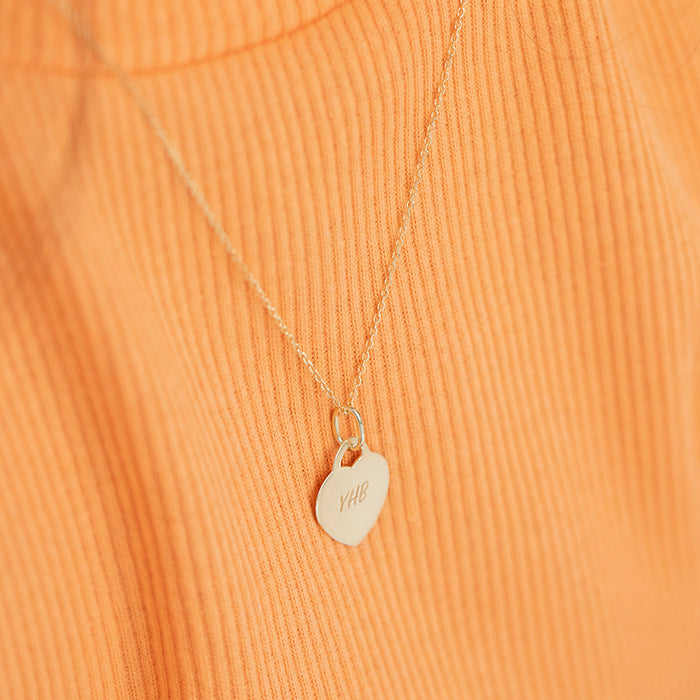 14k Gold Engravable Heart Tag ID Kids / Girls Pendant