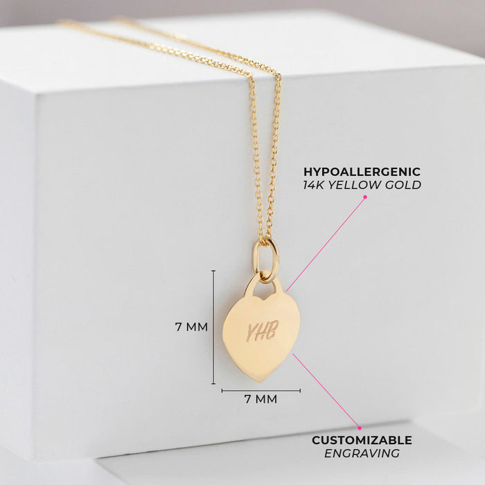 14k Gold Engravable Heart Tag ID Kids / Girls Pendant