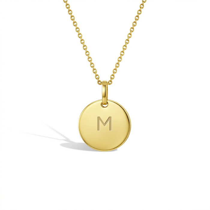 14k Gold Engraved Medal Women Pendant
