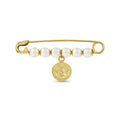 14k Gold Guardian Angel Freshwater Cultured Pearl Baby / Toddler / Kids Safety Pin Brooch