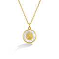 14k Gold Guardian Angel Medal Mother of Pearl Baby / Toddler / Kids Pendant
