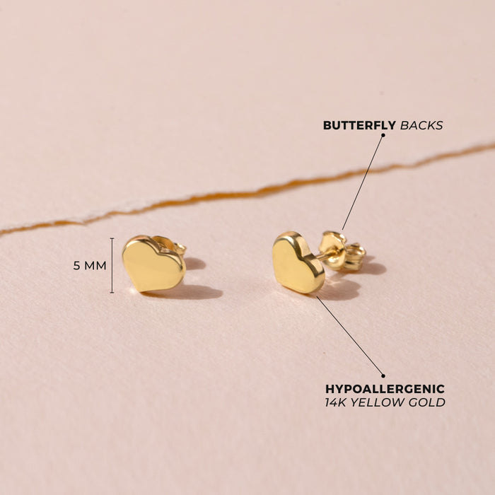 14k Gold Mini Heart Women's Earrings