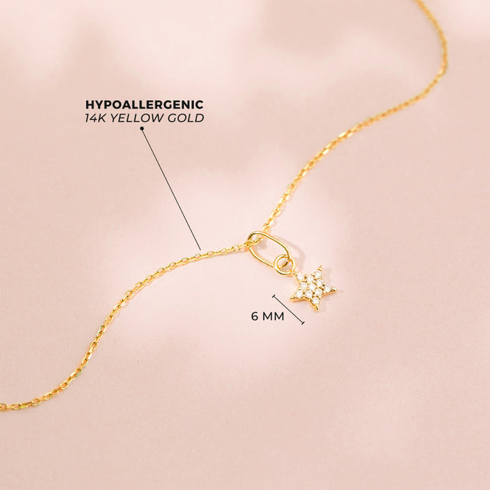 14k Gold Pave Star Women's Pendant