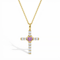 14k Gold Pink Heart Cross Baby / Toddler / Kids Pendant