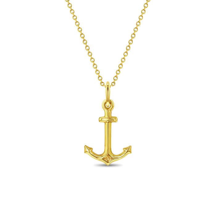 14k Gold Small Polished Nautical Anchor Kids / Children's / Girls Pendant