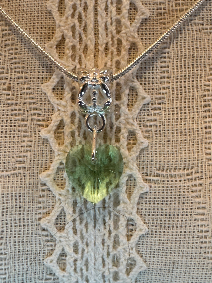 18K GP Green Heart CZ Pendant Necklace (18")