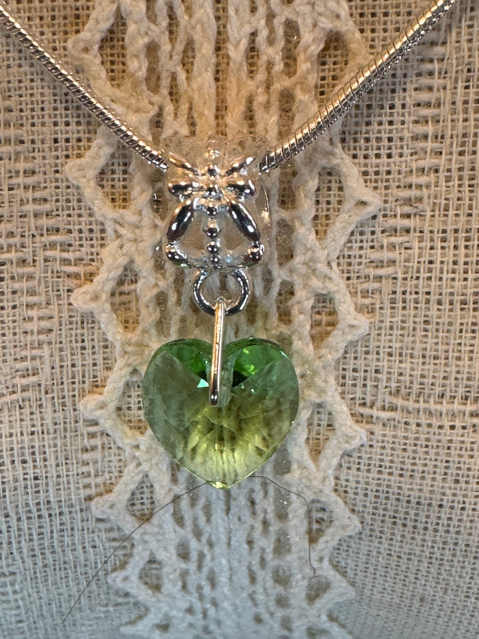 18K GP Green Heart CZ Pendant Necklace (18")
