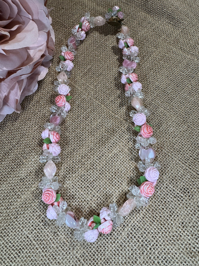 1950s Vintage “Fruit Salad” Floral Necklace – Marked West Germany