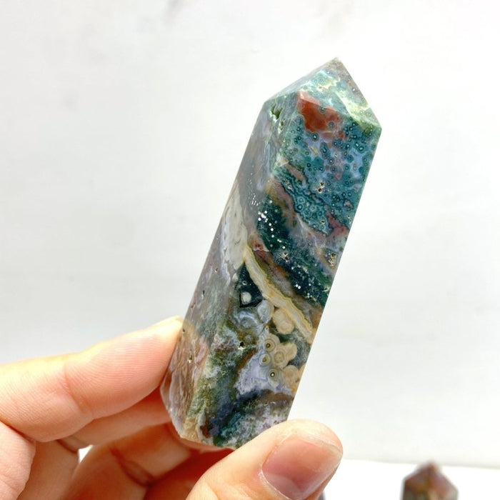25 Pieces Ocean Jasper Four - Sided Points - Wholesale Crystals