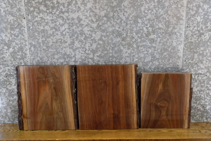 3- Rustic Partial Live Edge Black Walnut DIY Charcuterie Boards 12339-12341