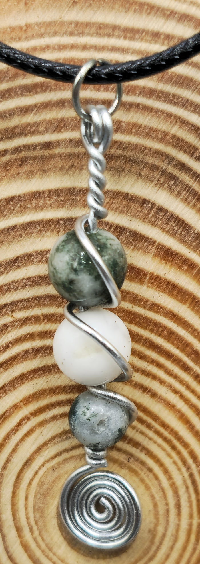 3 Natural Tree Agate spiral pendant