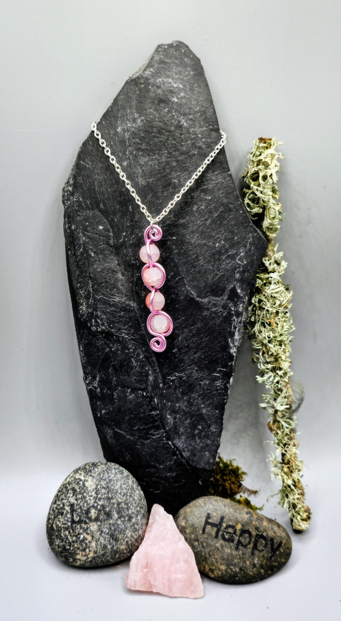 4 crackle bead back and forth pendant
