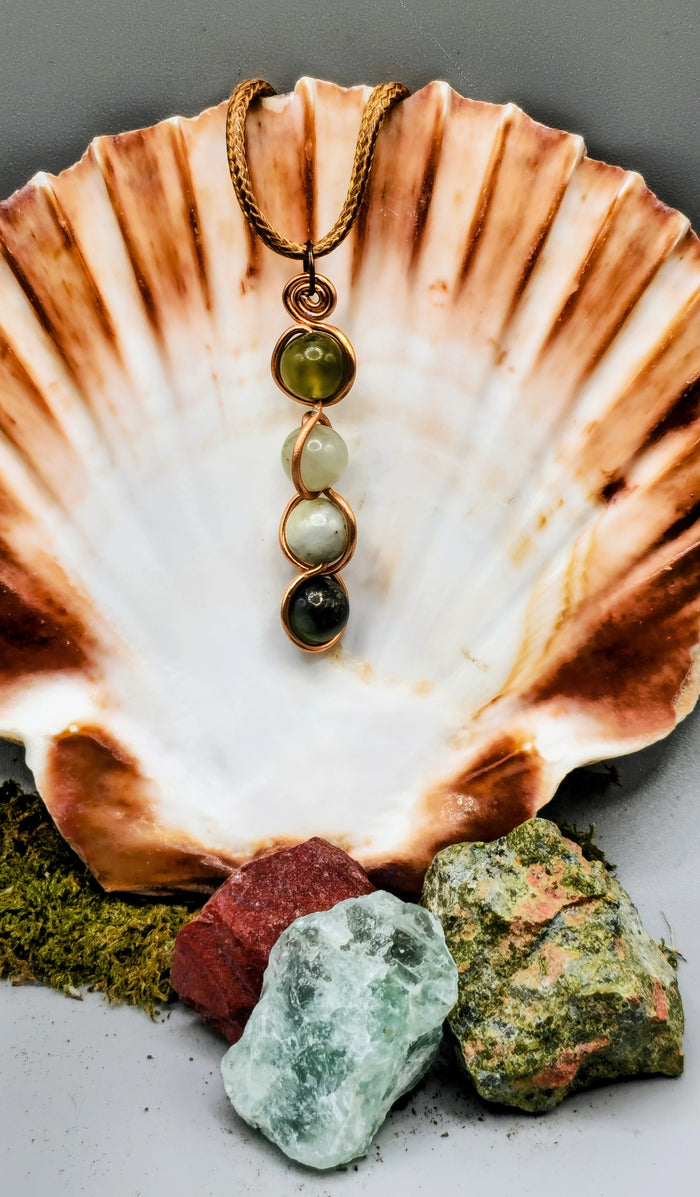 4 Jade bead back and forth pendant