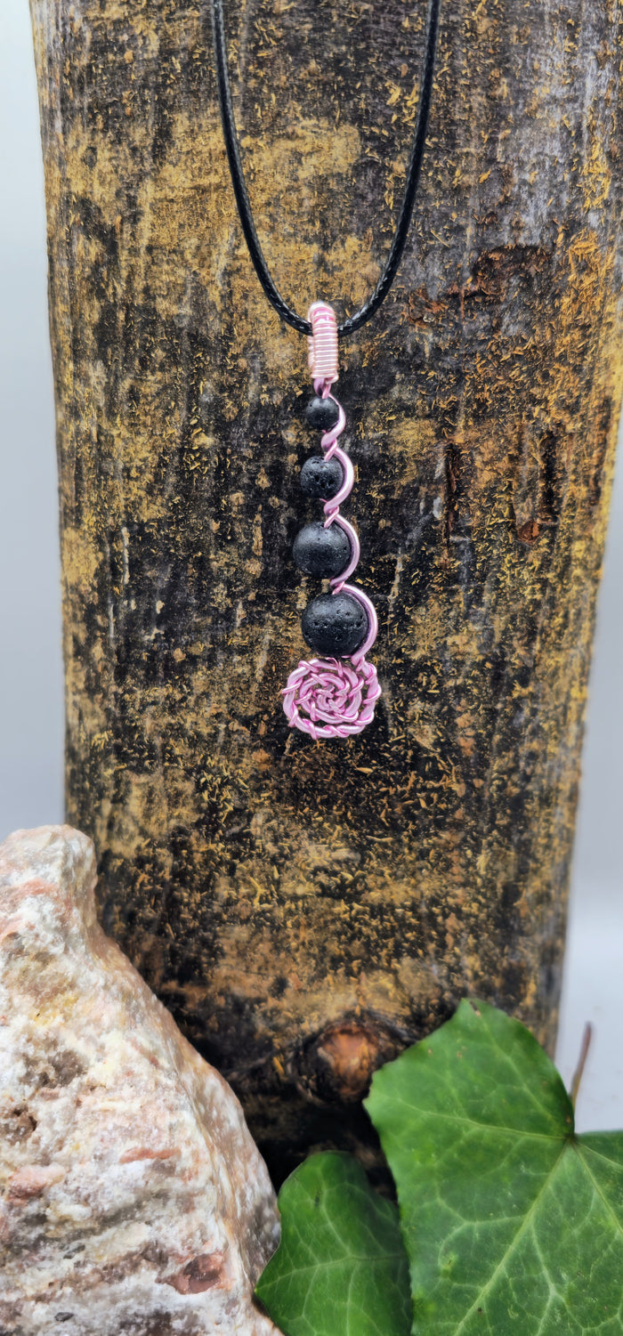 4 Lava stone descending spiral pendant