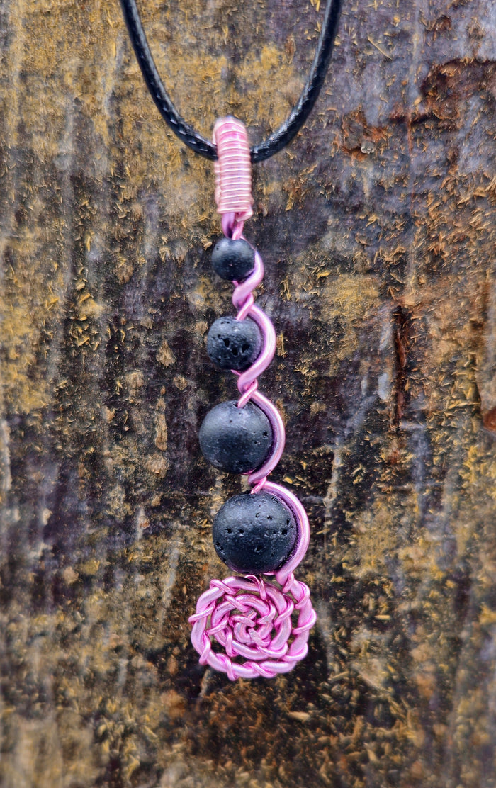 4 Lava stone descending spiral pendant