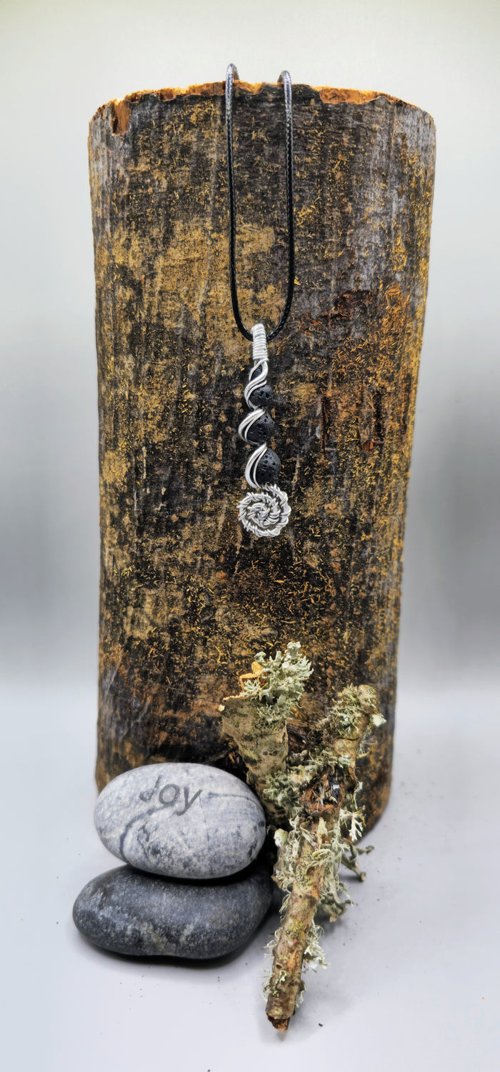 4 Lava stone descending spiral pendant
