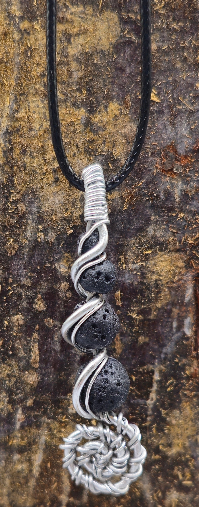 4 Lava stone descending spiral pendant