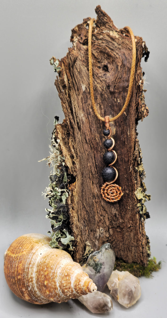 4 Lava stone descending spiral pendant