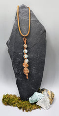 6 Amazonite beads, 2 spiral copper pendant