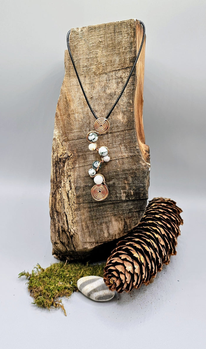 7 Natural Tree Agate bead irregular spiral pendant