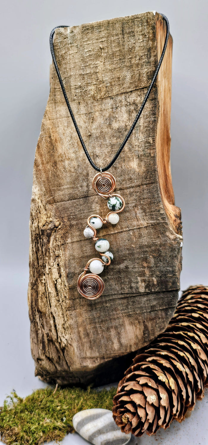 7 Natural Tree Agate bead irregular spiral pendant
