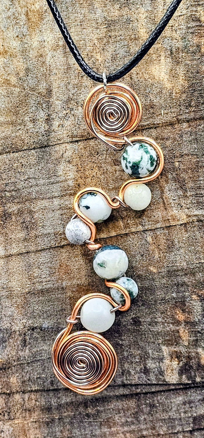 7 Natural Tree Agate bead irregular spiral pendant