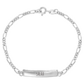 925 Sterling Silver 6" Unisex Figaro Chain Childrens Engravable ID Bracelet