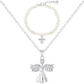 925 Sterling Silver Guardian Angel Necklace & Bracelet Jewelry Set For Girls