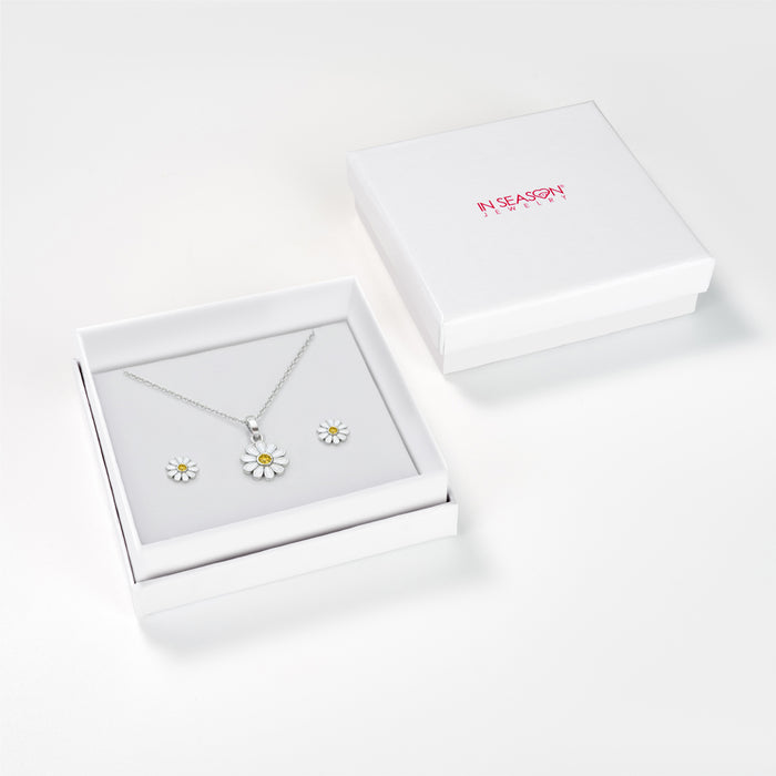 925 Sterling Silver The Perfect Daisy Necklace Jewelry Set For Young Girls