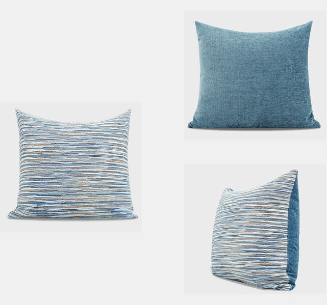 Abstract Blue Modern Sofa Pillows, Large Decorative Throw Pillows, Contemporary Square Modern Throw Pillows for Couch, Simple Throw Pillow for Interior Design-Paintingforhome