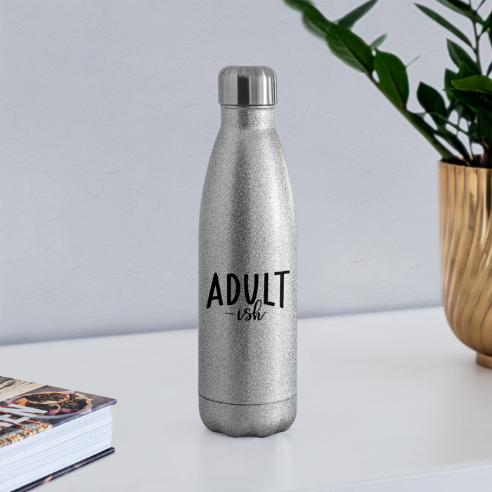 Adult-ish Insulated Stainless Steel Water Bottle - silver glitter