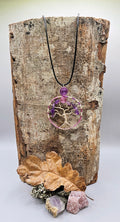 Amethyst gold tree of life pendant
