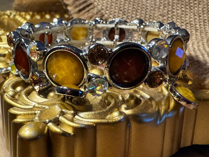 Autumn Glow Silver-Tone Stretch Bracelet