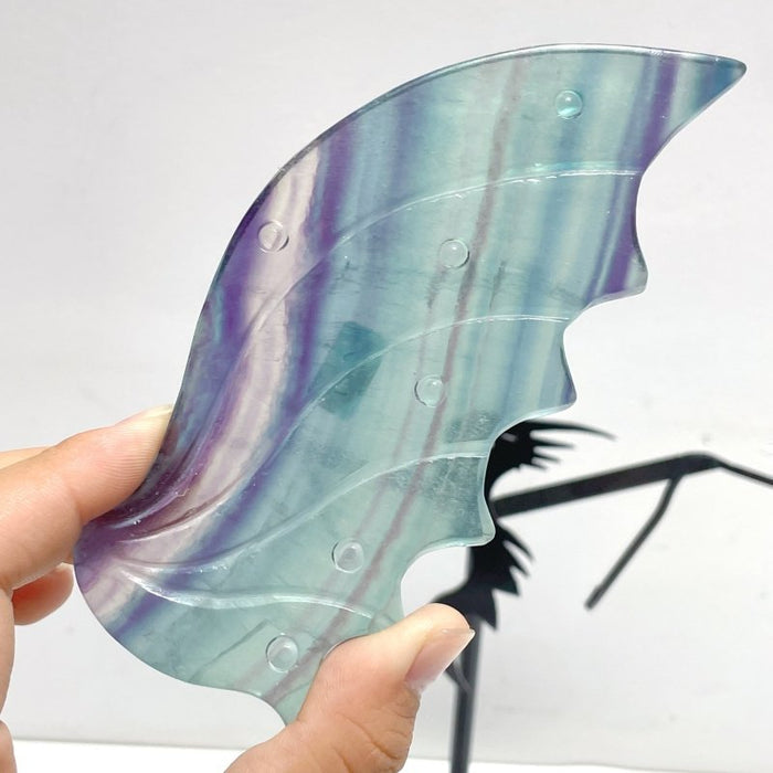 Beautiful Rainbow Fluorite Flying Dragon Wing With Stand - Wholesale Crystals