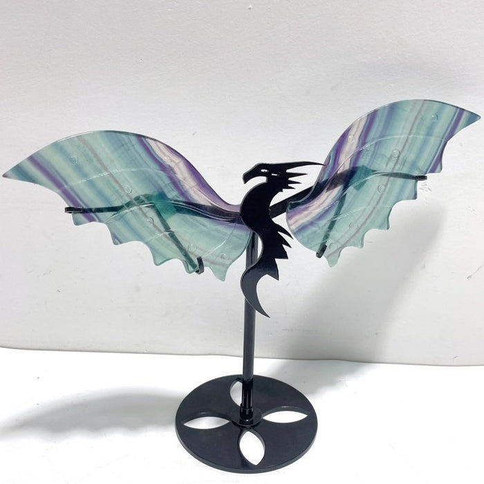Beautiful Rainbow Fluorite Flying Dragon Wing With Stand - Wholesale Crystals
