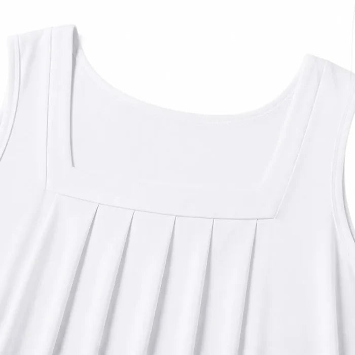 Bellara – Pleated Square Neck Tank Top for Women, Loose Fit Summer Blouse
