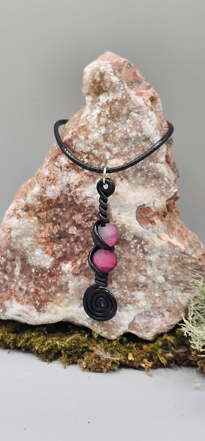 Black and purple crackle pendant
