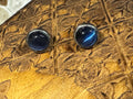 Blue Cat’s Eye Stud Earrings – Silver