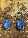 Blue Faceted Gemstone Drop Earrings