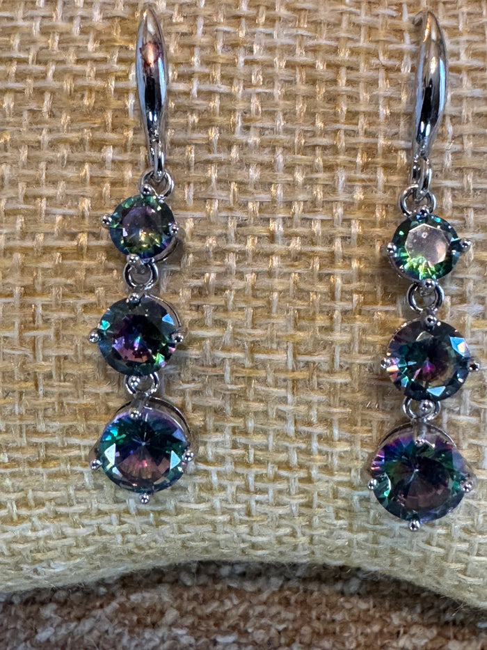 Blue Purple Crystal Dangle Earrings