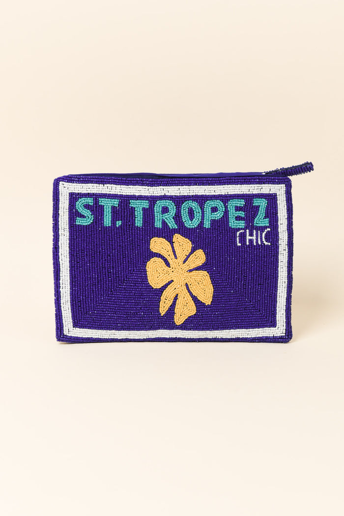 Blue St Tropez Beaded Clutch